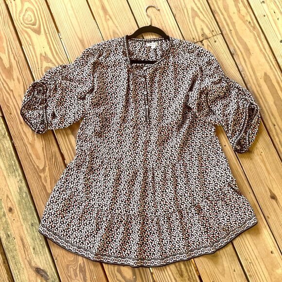 Max Studio Floral Babydoll Tunic Dress - Drop Waist - Button Front - Women's M - Picture 1 of 5